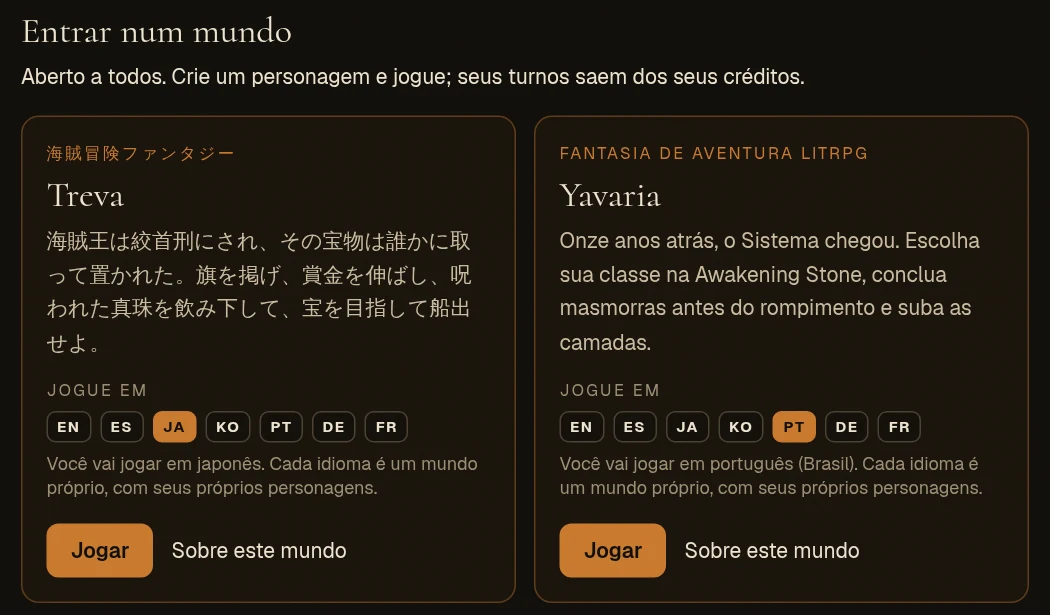 Choosing a language before entering a world