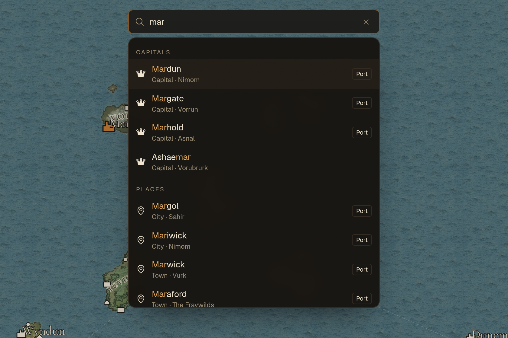 Search the Map, and the Tavern