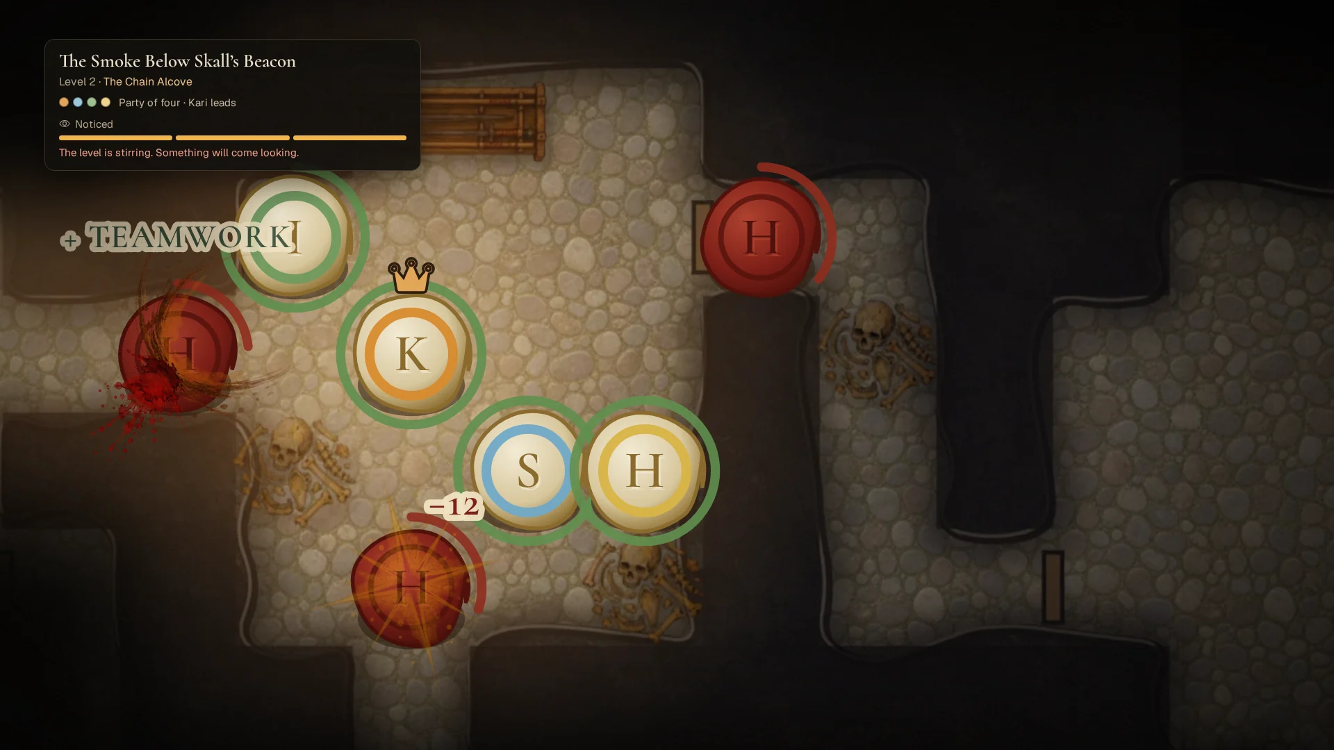From the film: the whole party fights the hunters in the cellar under Skall's Beacon