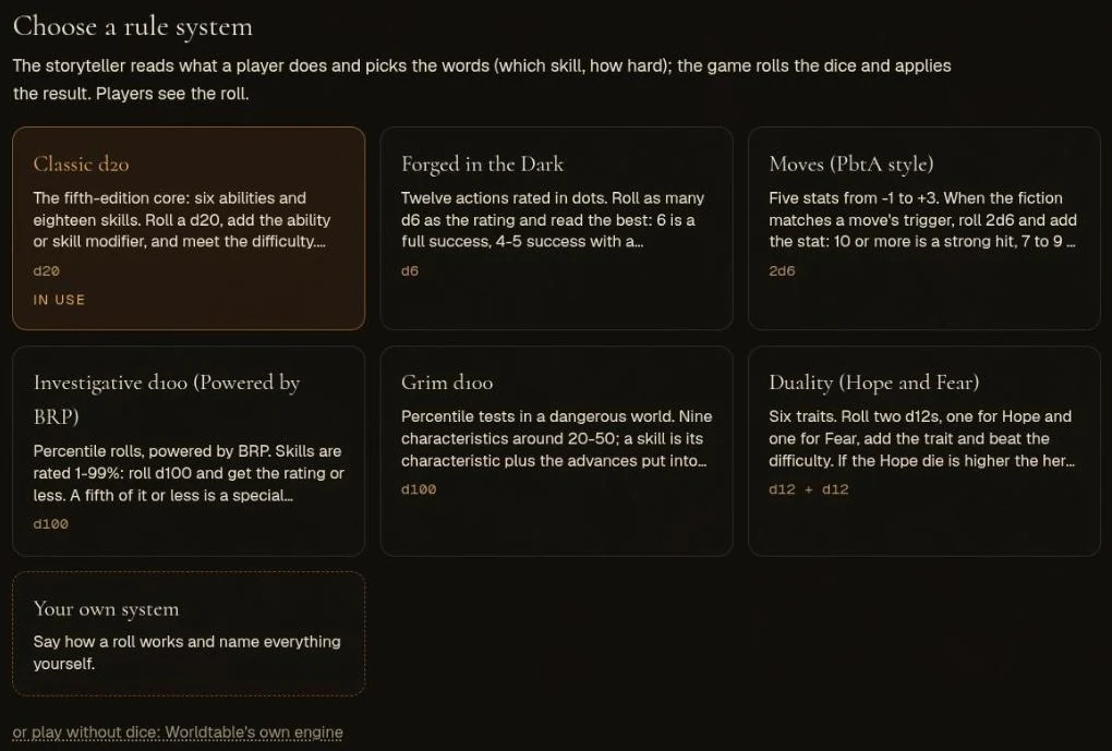 Choosing a rule system in the Studio