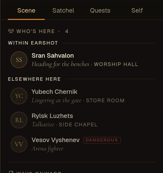 Who's here inside a building, sorted by earshot